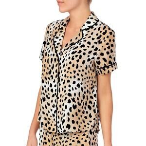 Shady Lady NWT Women's Brown Animal Print Short Sleeve Pajama TOP Size M